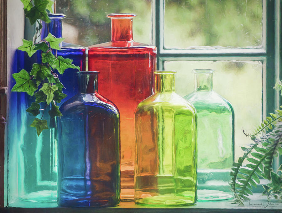 Bottles in the Window Photograph by Teresa Wilson