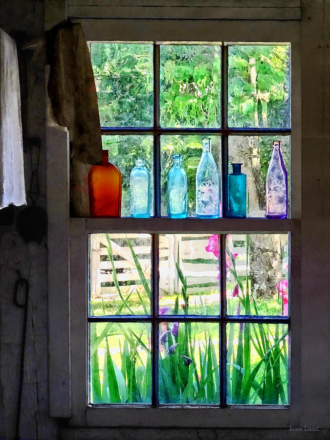 Bottle Photograph - Bottles on Kitchen Window by Susan Savad