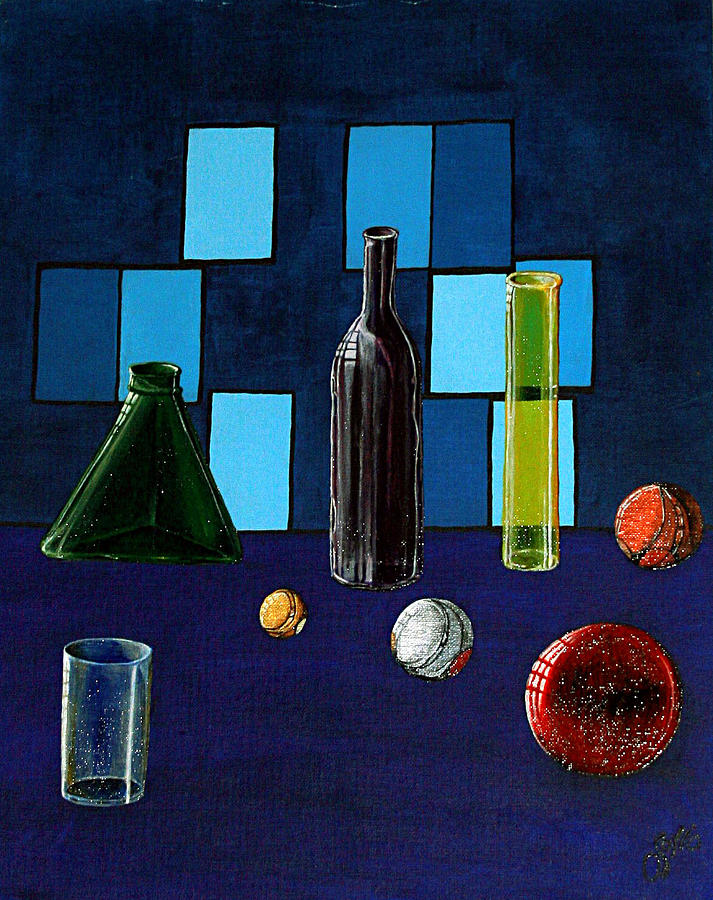 Bottles Spheres Painting by Carlos Osorio | Fine Art America