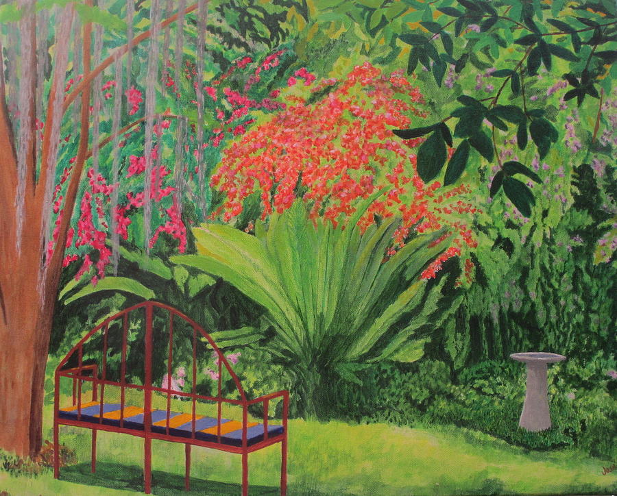 Flower Painting - Bougainvillea Garden by Hilda and Jose Garrancho