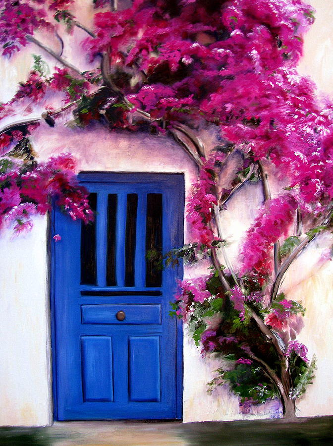 Bouganvilla In Greece Painting by Denise Lockhart Bush