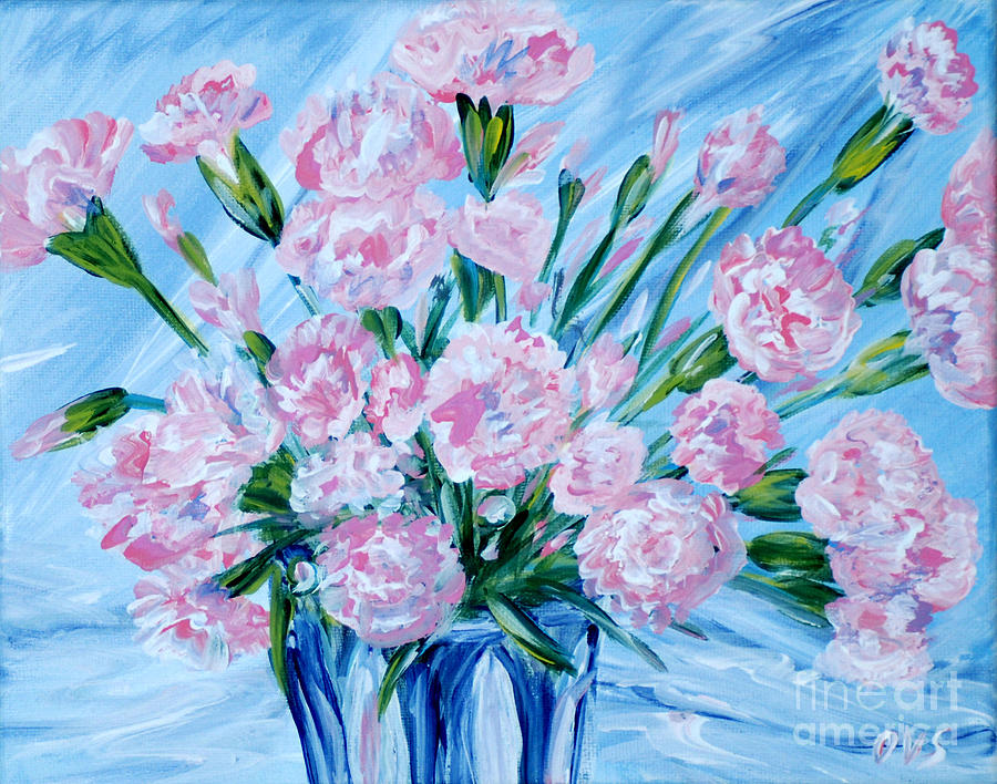  Bouguet of Carnations.  Joyful Gift. Thank you Collection Painting by Oksana Semenchenko