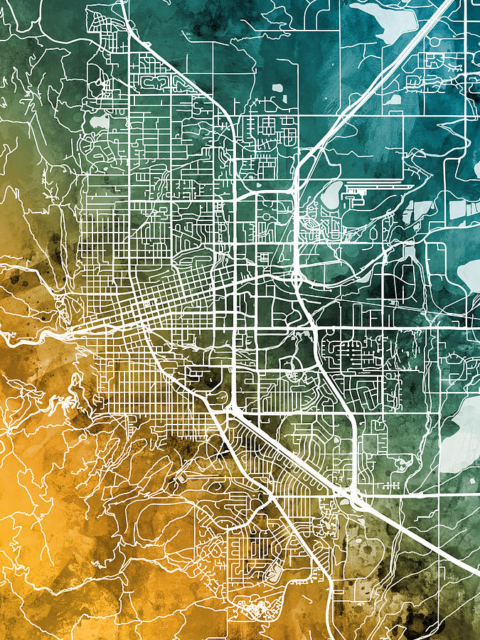 Boulder Map Digital Art - Boulder Colorado City Map by Michael Tompsett