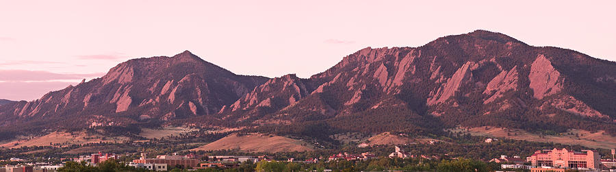 Boulder Colorado Flatirons 1st Light Panorama Photograph by James BO Insogna