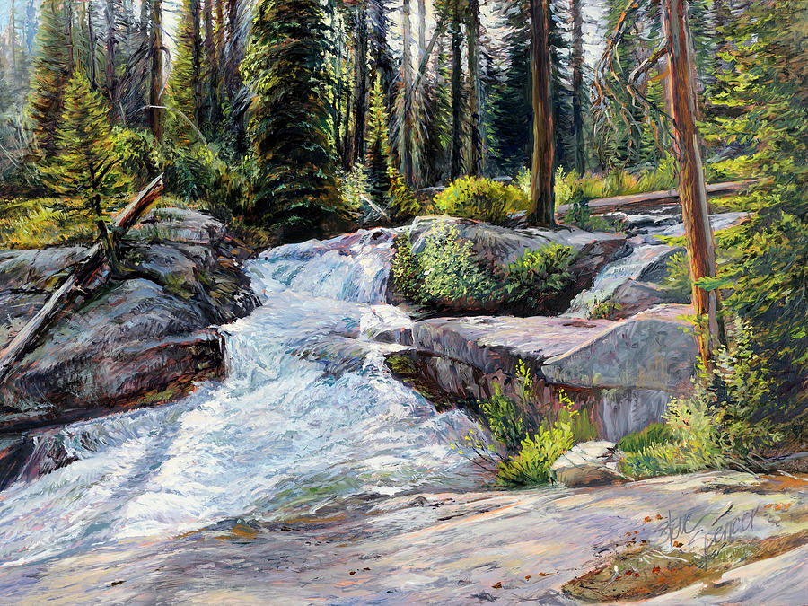 Boulder Creek Falls Painting by Steve Spencer