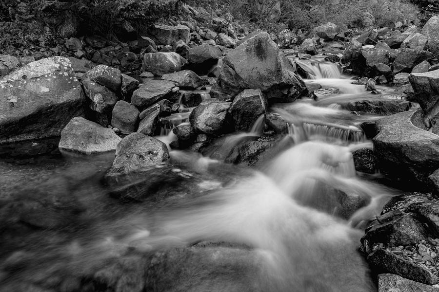Boulder Creek Water Falling in Monochrome Photograph by James BO Insogna