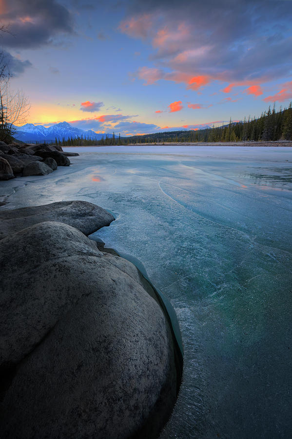 Boulders and Ice on the Athabasca River Photograph by Dan Jurak