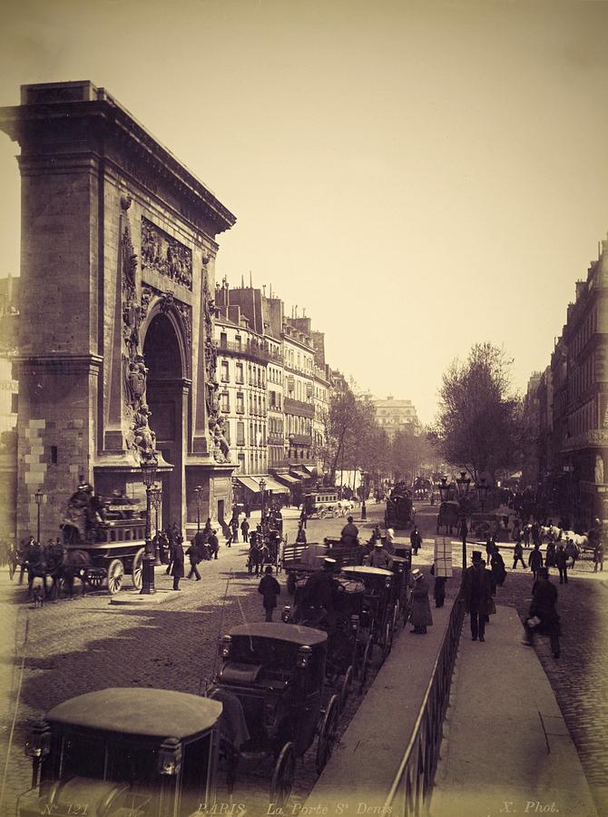 Boulevard de Bonne-Nouvelle, Porte Saint-Denis Paris ca. 1880-1900 Painting by Vincent Monozlay