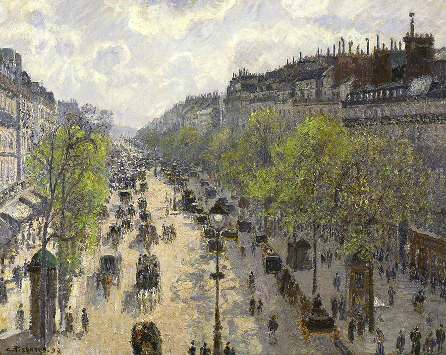 Boulevard Montmartre Spring Painting by Camille Pissarro