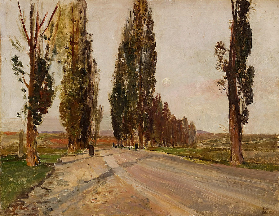Boulevard of Poplars near Plankenberg Painting by Emil Jakob Schindler