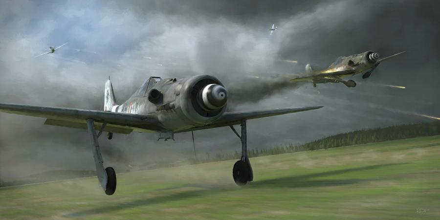Fw-190 -- Bounced - Painterly Digital Art by Robert D Perry