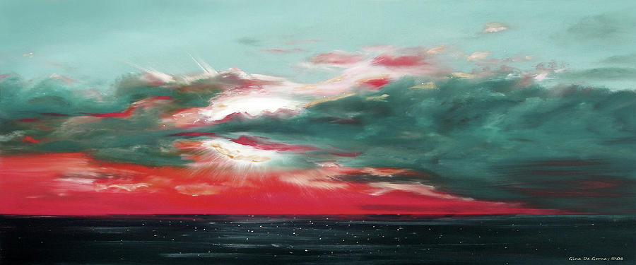 Bound of Glory - Panoramic Sunset  Painting by Gina De Gorna