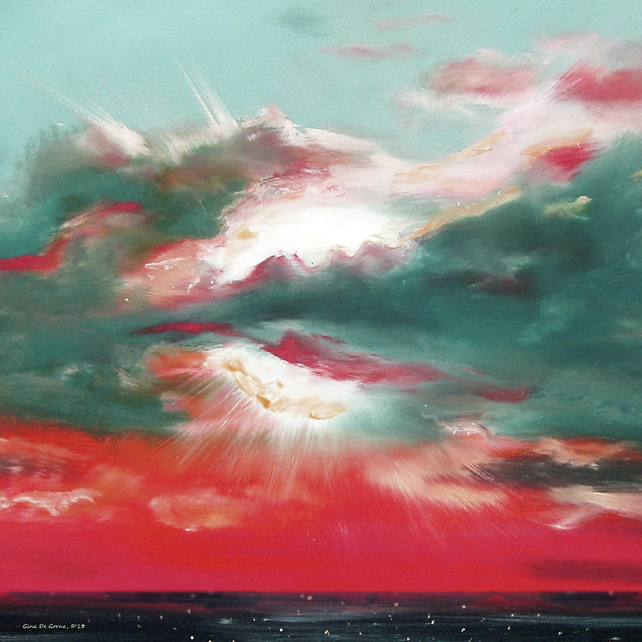 Bound of Glory 2 - Square Sunset Painting Painting by Gina De Gorna
