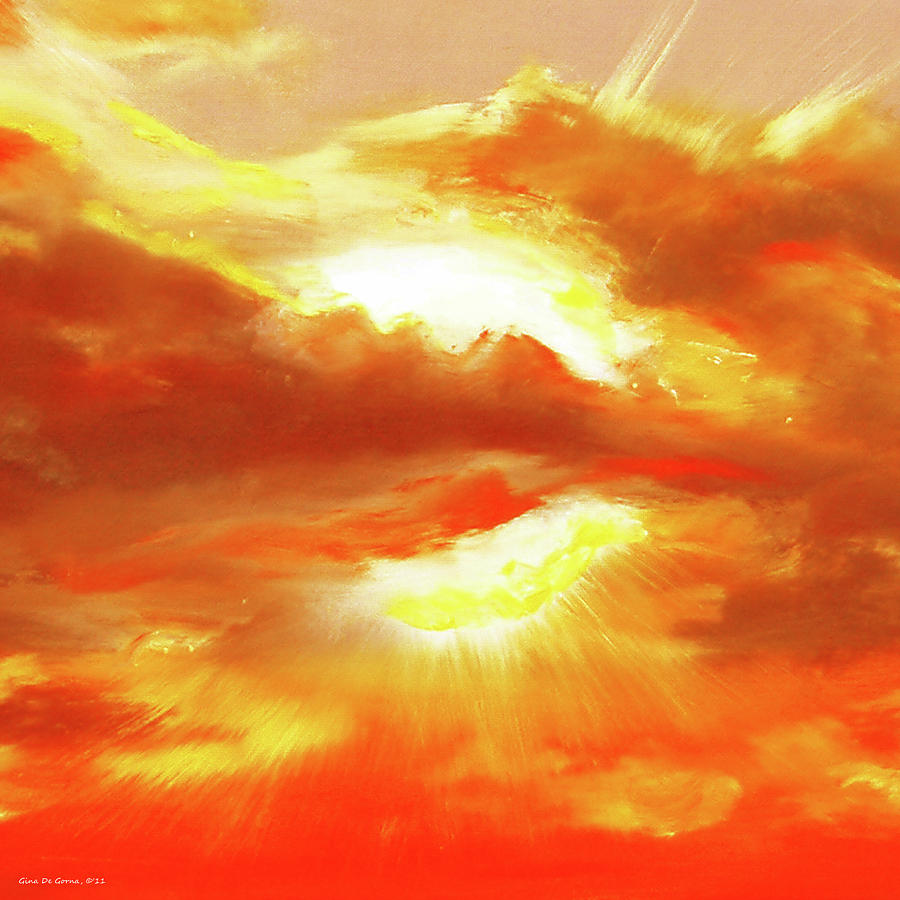 Sunset Painting - Bound of Glory 7 - Square Sunset Painting by Gina De Gorna