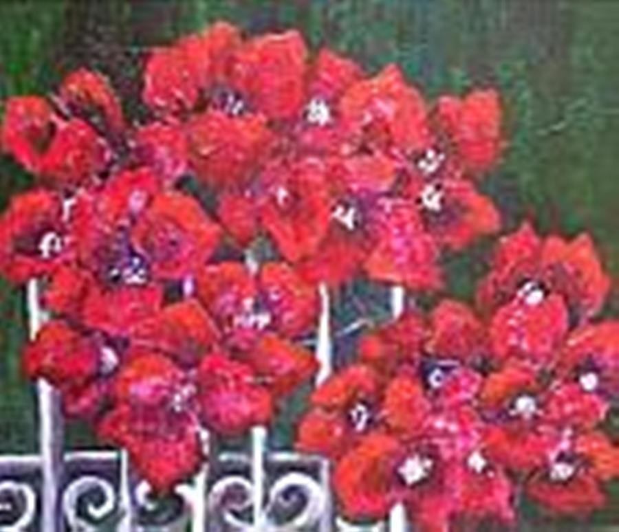 Bounganvillia on Fence Painting by Carol P Kingsley Bounganvillia on Fence Painting by Carol P Kingsley