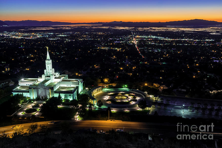 Bountiful LDS Mormon Temple Sunset Photograph by Gary Whitton