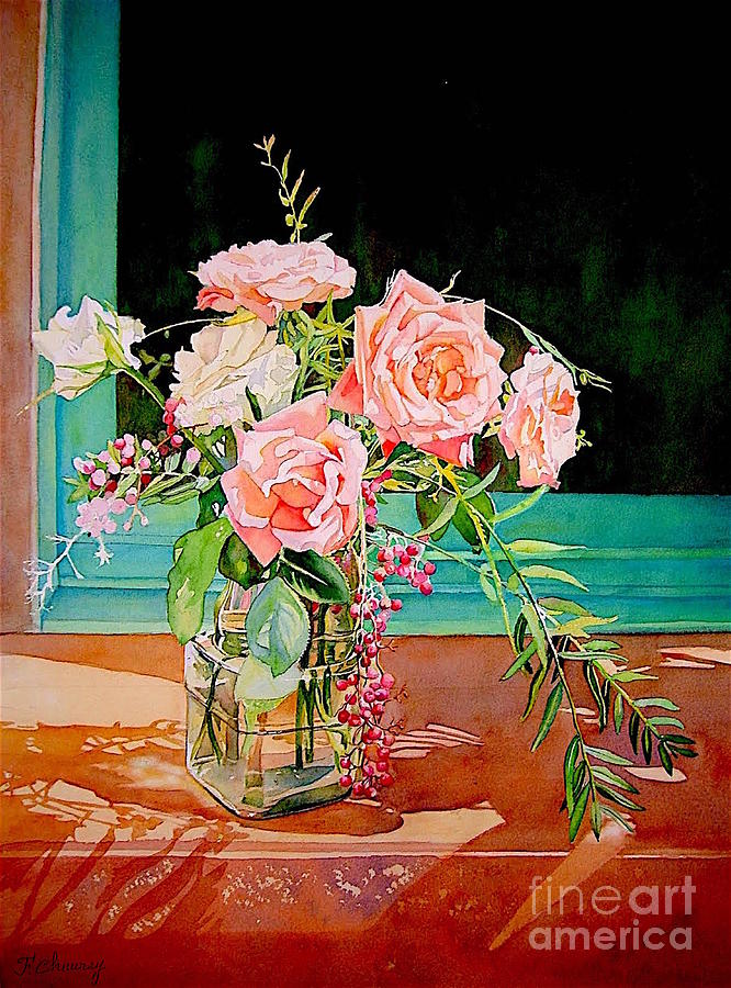 Bouquet de roses - Marrakech Painting by Francoise Chauray