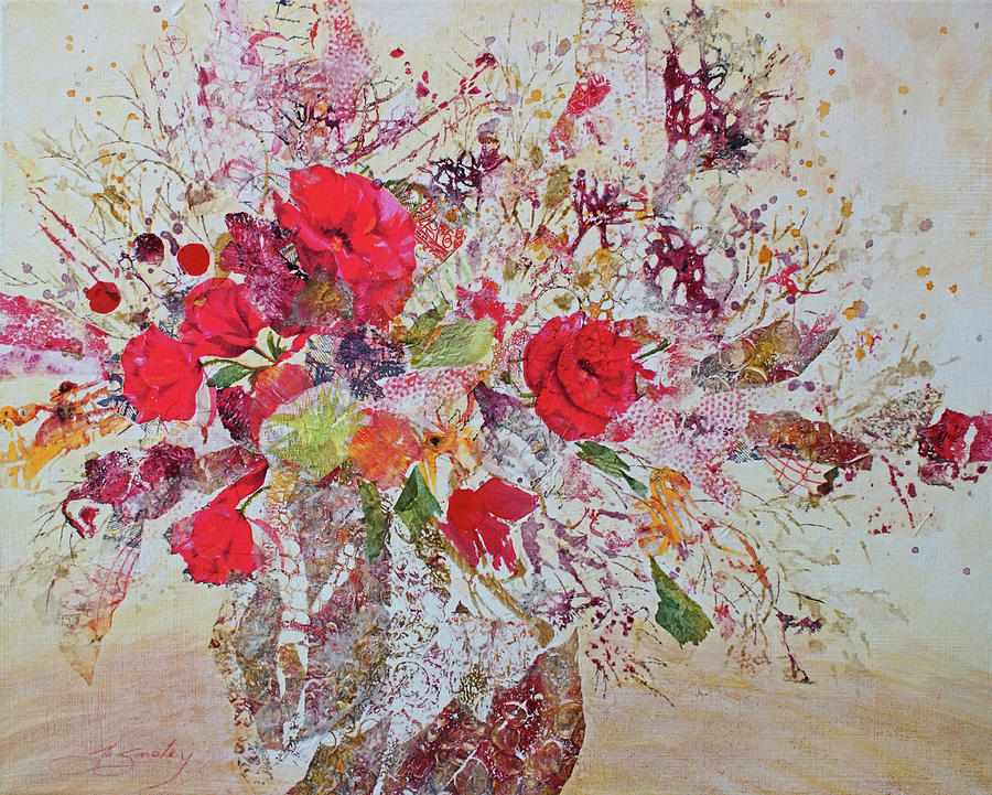 Paper Roses Painting by Jo Smoley