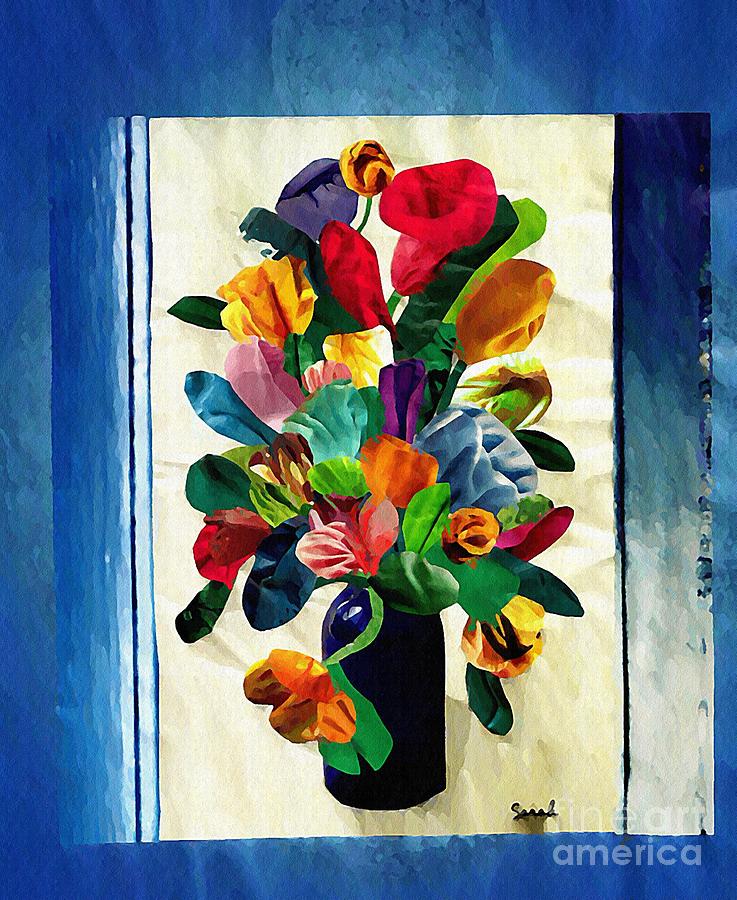 Bouquet in a Country Window Mixed Media by Sarah Loft