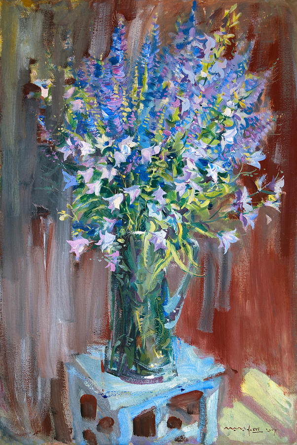 Bouquet in Blue Painting by Nikolay Malafeev - Fine Art America