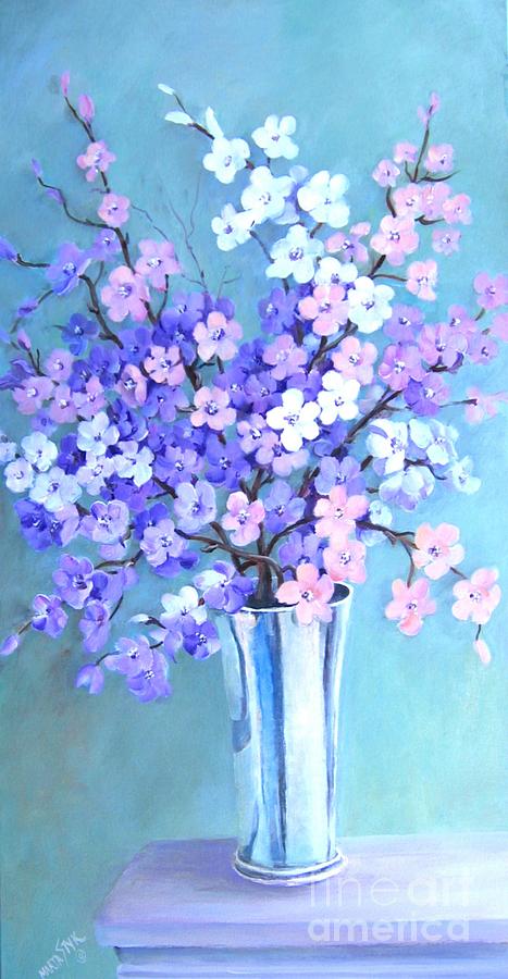 Bouquet in Silver Vase Painting by Marta Styk
