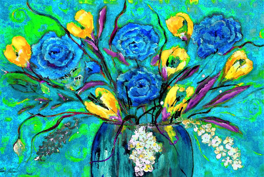 Bouquet In The Spirit Of Vincent Van Gogh By Lisa Kaiser Digital Art by Lisa Kaiser