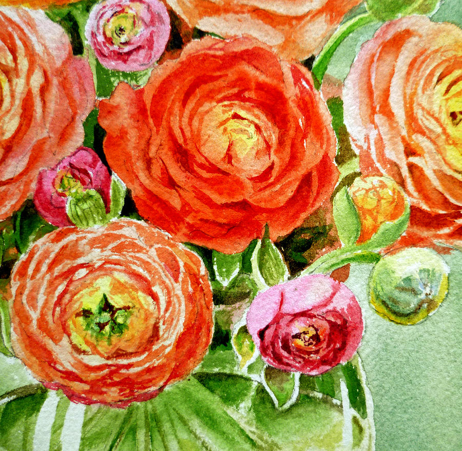 Ranunculus Bouquet Painting by Irina Sztukowski