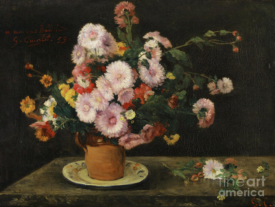 Gustave Courbet  Painting - Bouquet of Asters, 1859 by Gustave Courbet