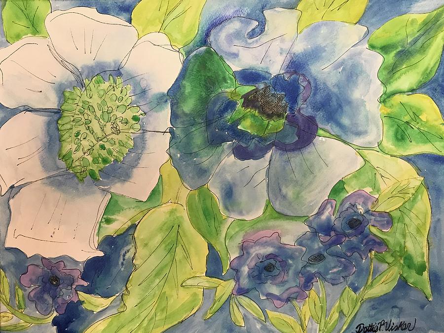 Bouquet Of Blue  Painting by Dottie Visker