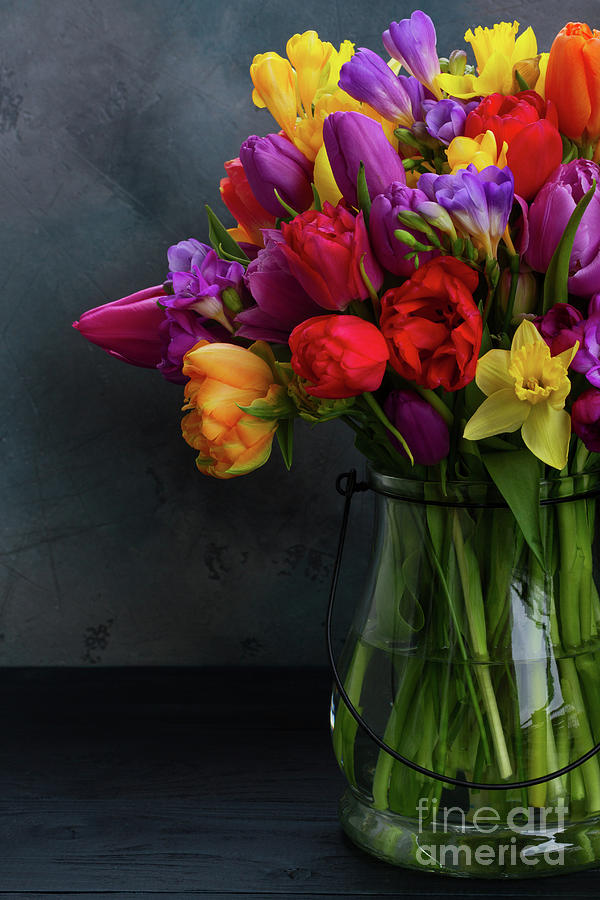 Spring Photograph - Spring Flowers in Vase by Anastasy Yarmolovich