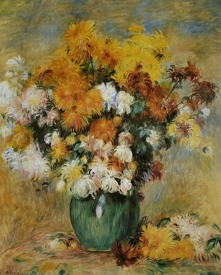 Bouquet of Chrysanthemums Painting by Auguste Renoir