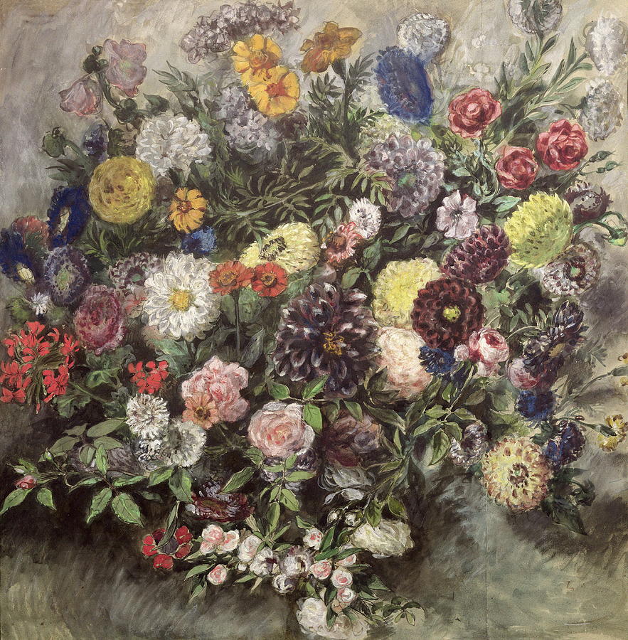 Bouquet Of Flower Painting by Eugene Delacroix