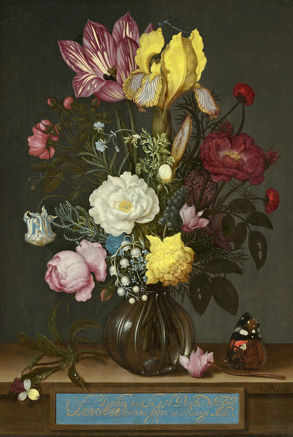 Bouquet of Flowers in a Glass Vase Painting by Ambrosius Bosschaert