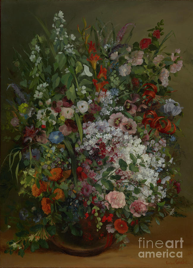 Bouquet of Flowers in a Vase by Gustave Courbet Painting by Esoterica Art Agency