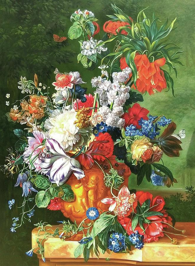 Bouquet of Flowers in an Urn by Jan van Huysum,Painted in 1724 Painting