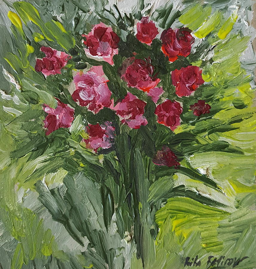 Bouquet of flowers in Miniature Painting by Rita Fetisov