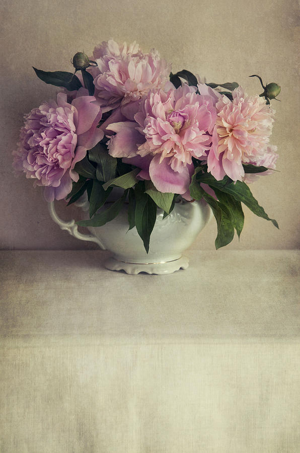 Bouquet of fresh pink peonies Photograph by Jaroslaw Blaminsky