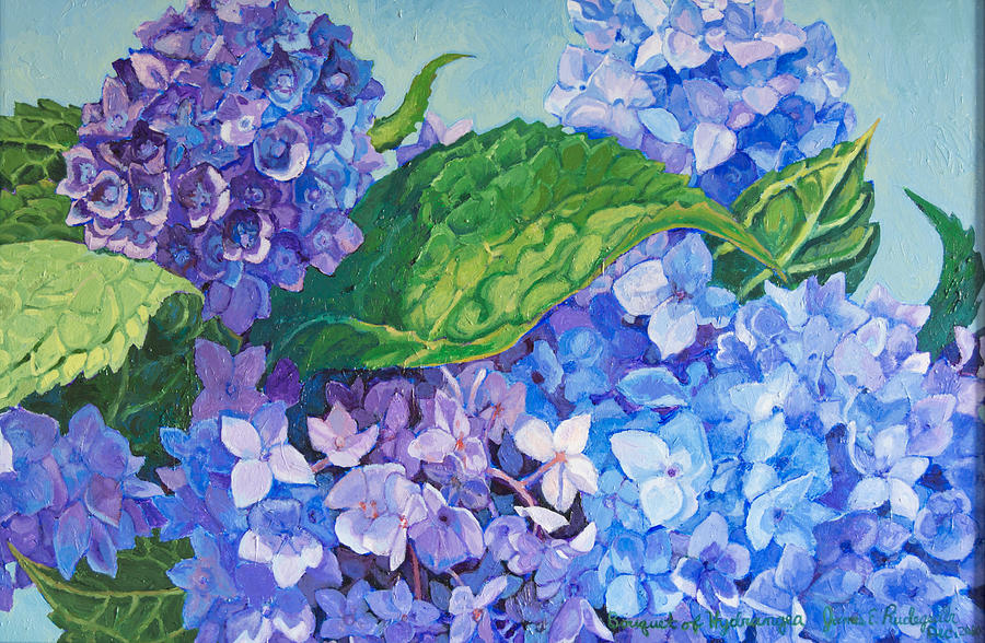 Bouquet of Hydrangea Painting by Jim Rudegeair