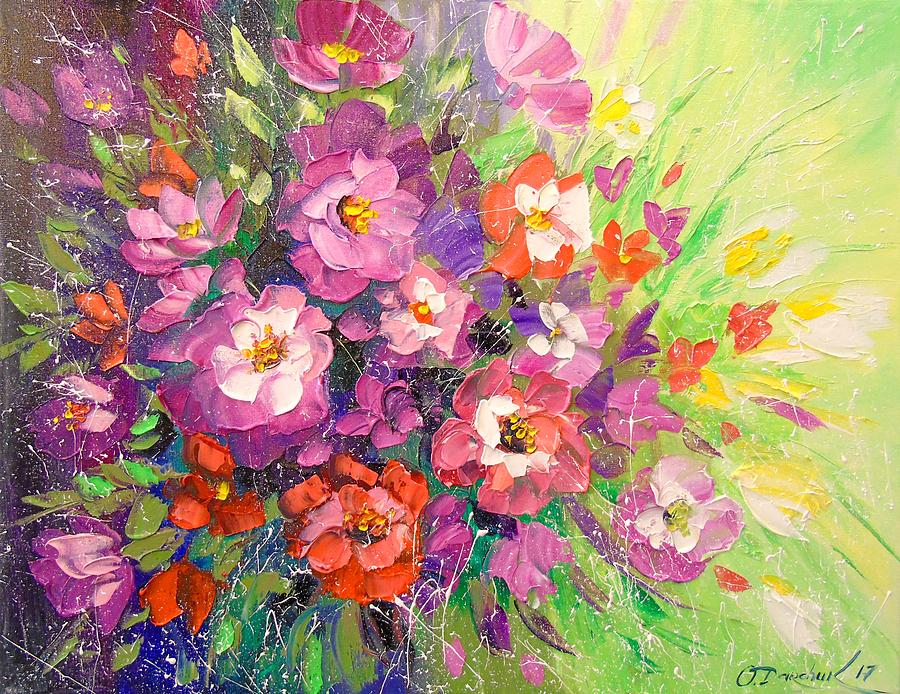 Bouquet of pink flowers Painting by Olha Darchuk - Fine Art America