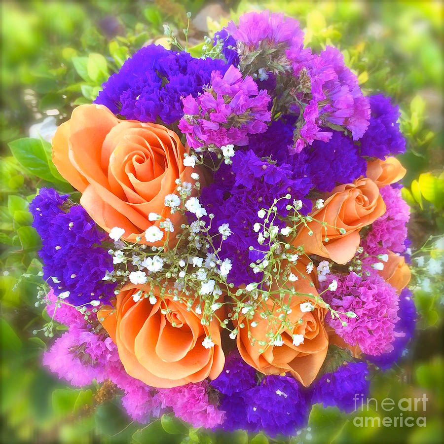 Bouquet of purple and orange  Photograph by Wonju Hulse