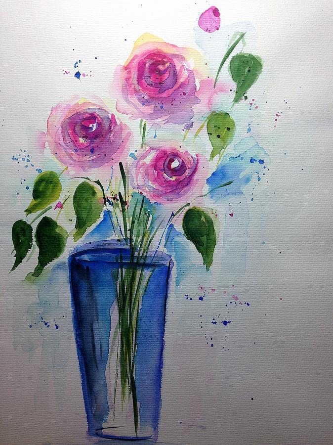 Bouquet of roses 3 Painting by Britta Zehm