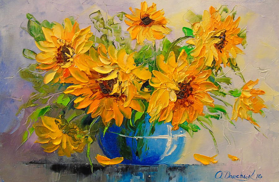 Bouquet of sunflowers in a vase Painting by Olha Darchuk - Fine Art America