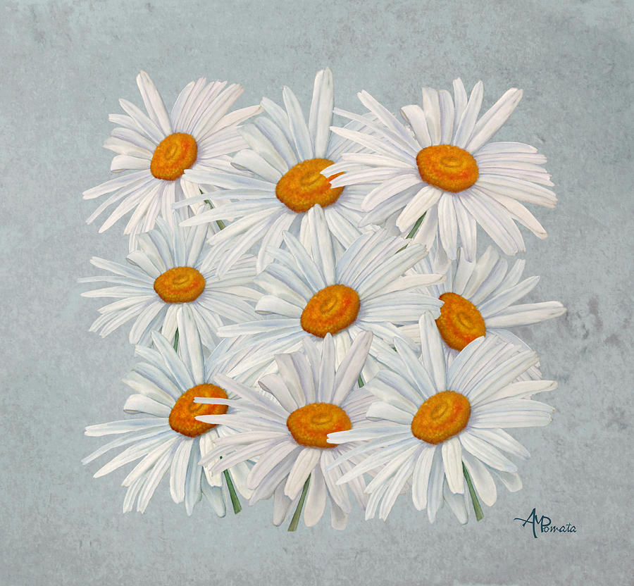 Bouquet Of White Daisies Mixed Media by Angeles M Pomata