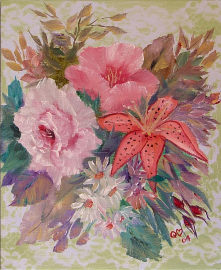 Bouquet Painting by Quwatha Valentine