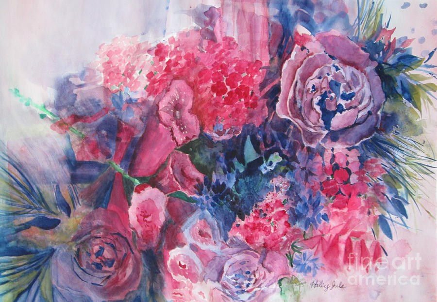 Bouquet Watercolor Painting by Haley Jula - Pixels