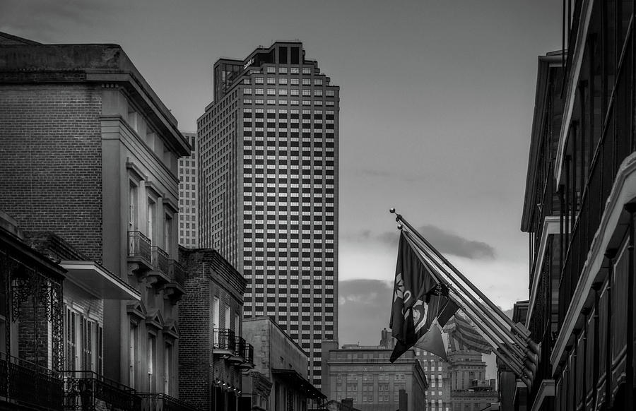 Bourbon Buildings In Black and White Photograph by Greg and Chrystal Mimbs