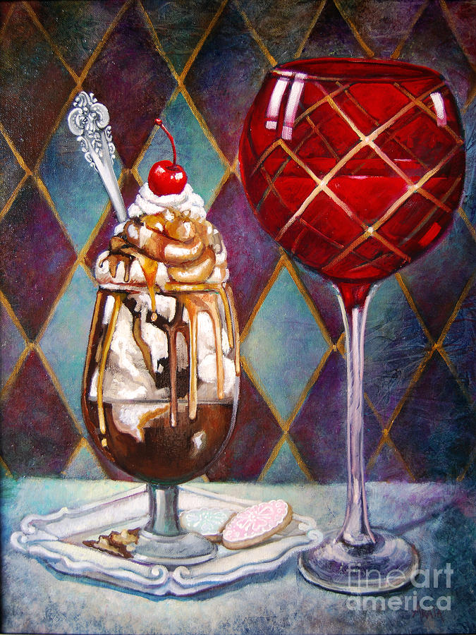Bourbon Carmel Fudge Sundae  Painting by Geraldine Arata