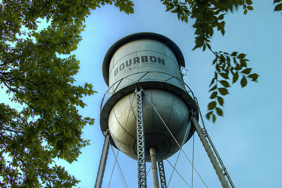 Vintage Photograph - Bourbon Missouri USA Vintage Water Tower by Gregory Ballos