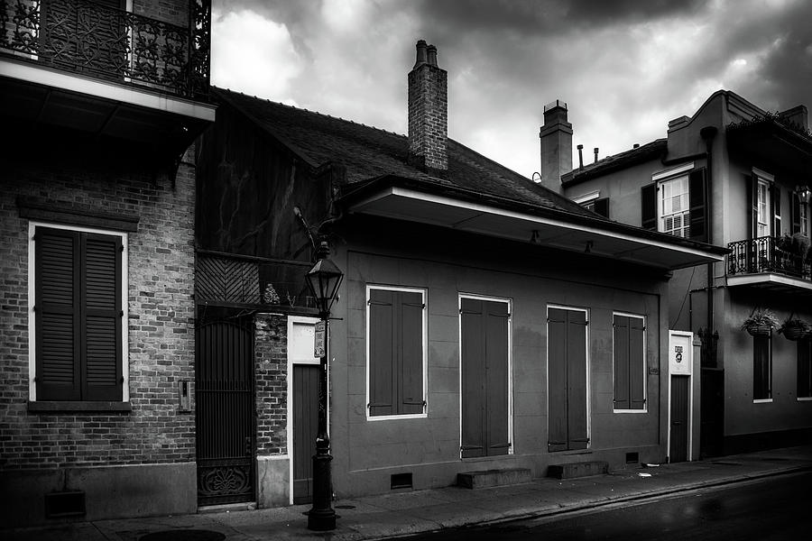 Bourbon Street Apartments In Black and White Photograph by Greg and Chrystal Mimbs