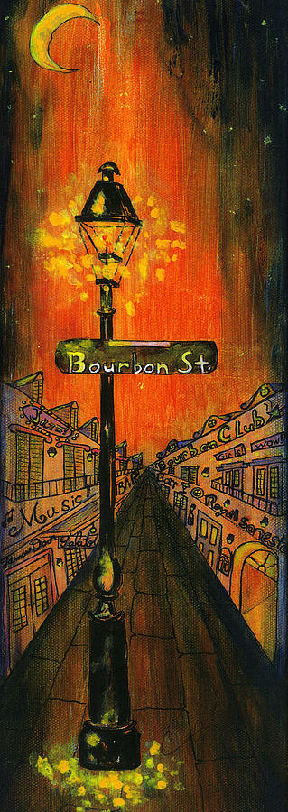 New Orleans Painting - Bourbon Street lamp post by Catherine Wilson